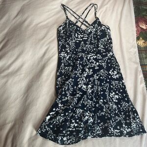 blue flowery mini dress
